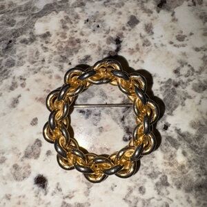 Source Unknown Gold and Silver Woven Brooch